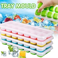 14 grids silicone ice cube tray mold with clear cover popsicle kichen summer mould fruit maker home freezer accessories cub
