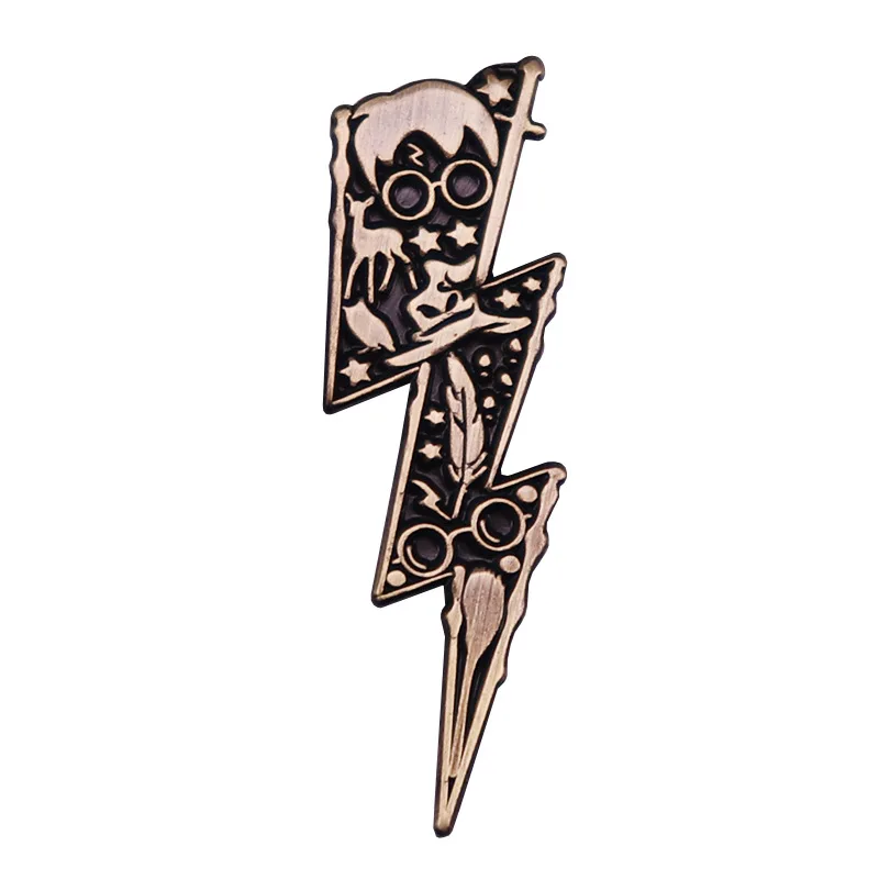 

Lightning Imprint Retro Metal Enamel Backpack Bag Lapel Badge Brooch Pin