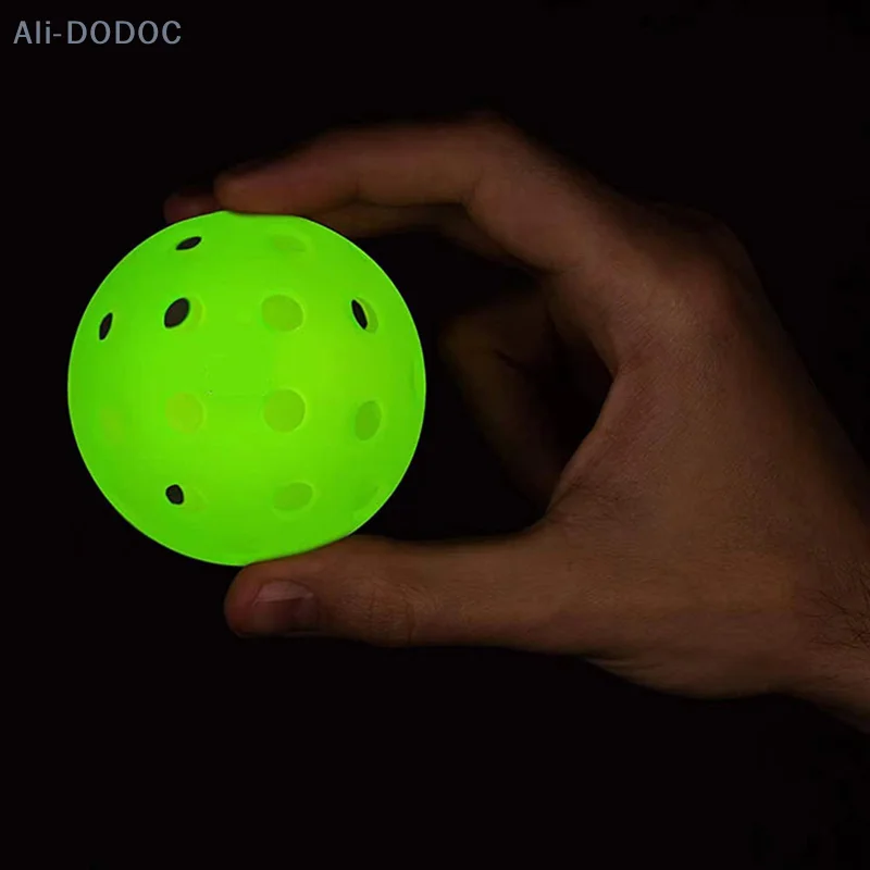 

Светящийся пиклет, 74 мм, прочный ночной светящийся в темноте зеленый мяч с 40 отверстиями, мячи для соревнований на открытом воздухе, светящиеся в темноте