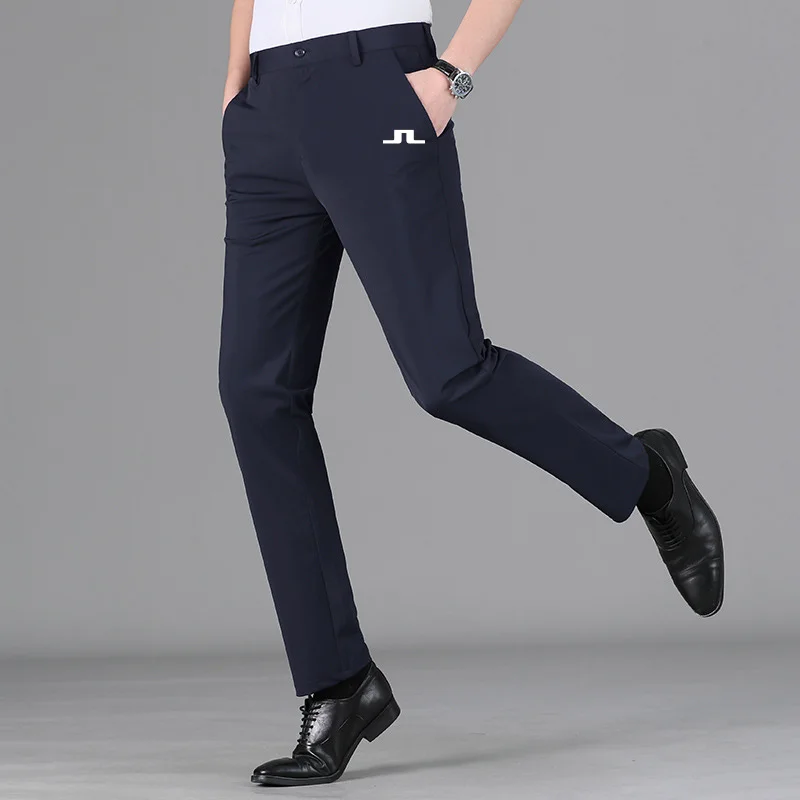 Embroidery Logo Men Golf Pants Straight High Elastic Summer Casual Pants Outdoor Sports Pants Golf Clothing Men's Golf Trousers