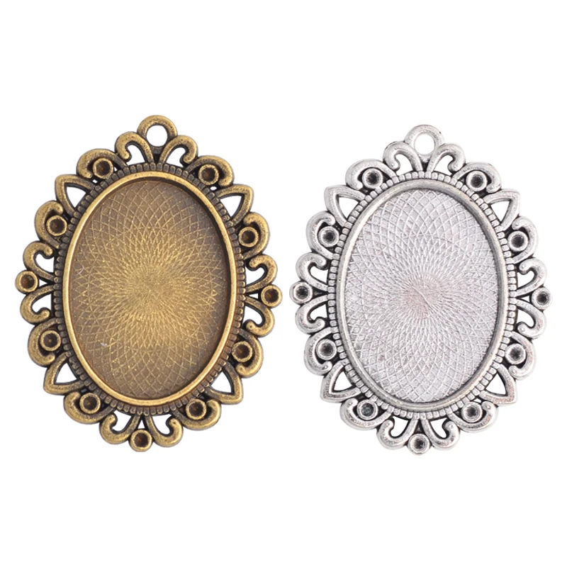 

10pcs 18x25mm Oval Pendant Cabochon Base Vintage Bezels For Handmade Necklaces DIY Jewelry Making Findings Crafts Accessories