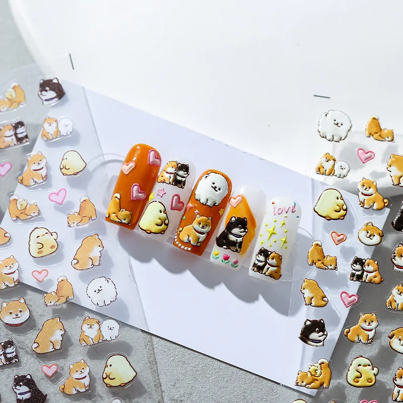 

1 лист мультяшная собака наклейка для дизайна ногтей Прекрасный щенок декоративная наклейка для ногтей милые животные слайдер маникюр Диза...