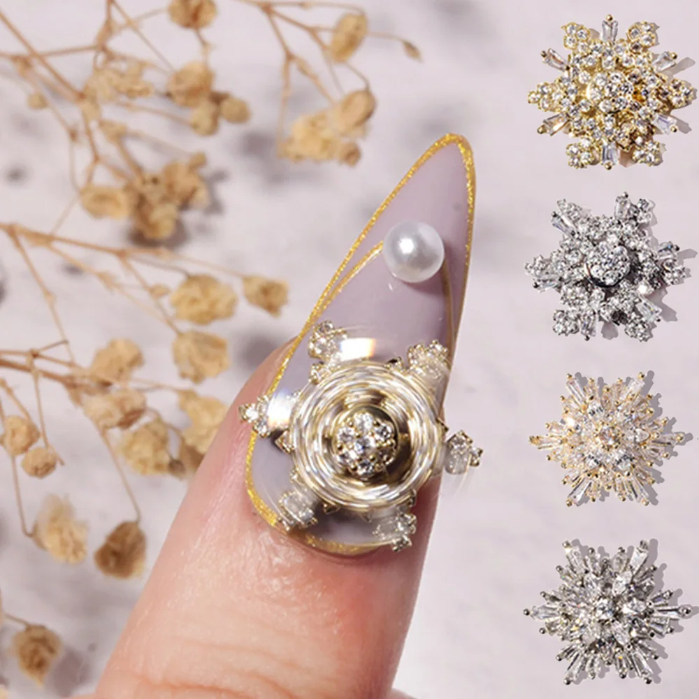 

Вращающиеся снежинки стразы из циркония для украшения ногтей 3D вращающиеся Снежинки из японского сплава аксессуары для маникюра