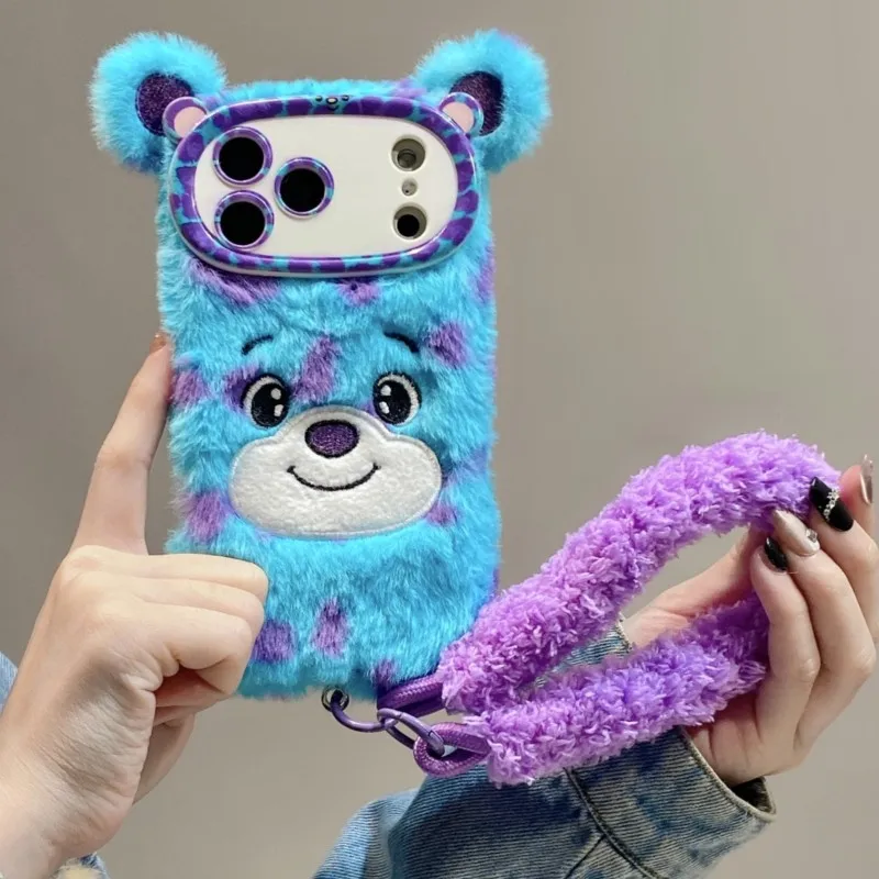 Фото Плюшевый 3D-чехол для телефона Disney Monsters Inc. Салли с пушистым ремешком на запястье для Samsung Galaxy S26 S25 S23 S24 26 Ultra Plus A16 A17 №3