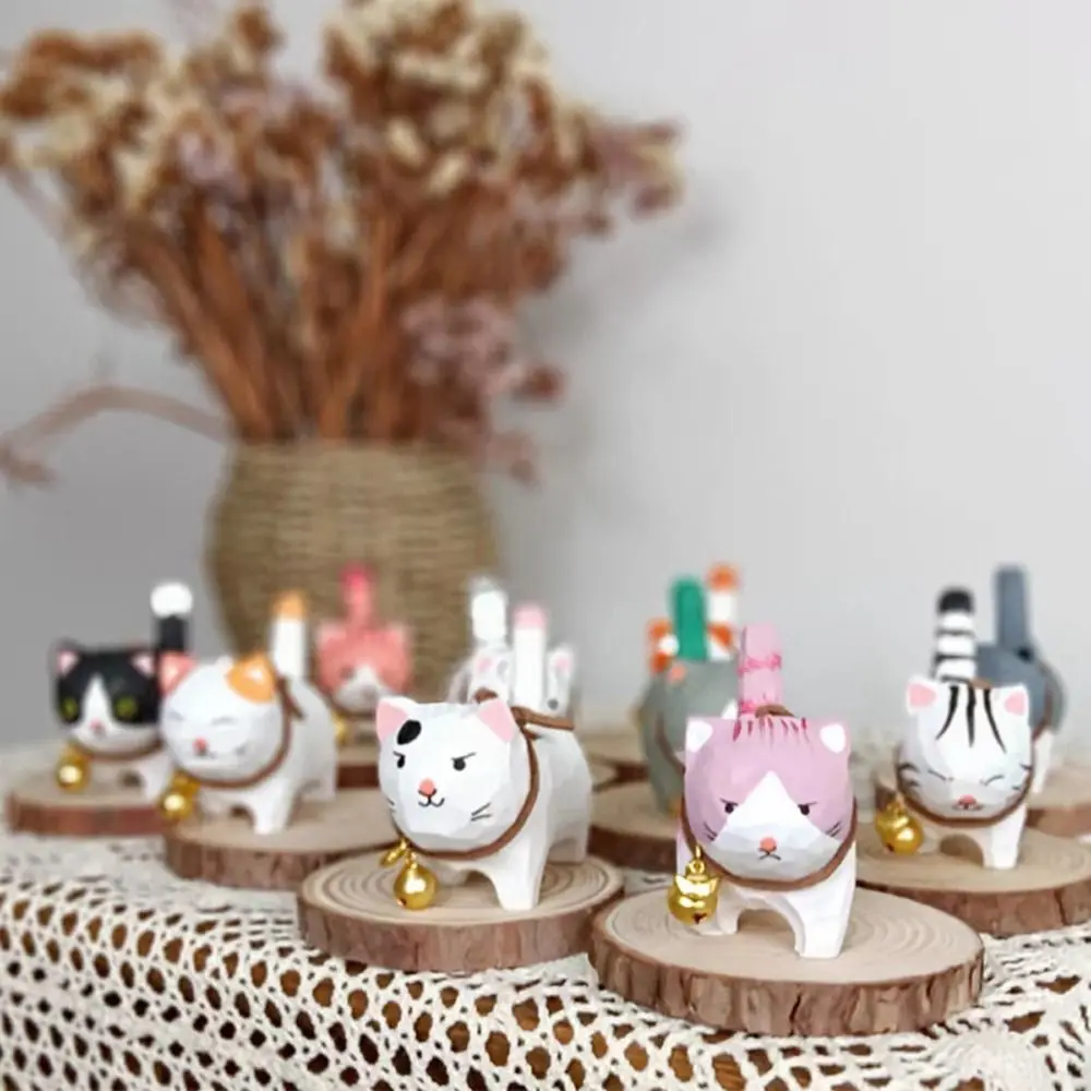 Колокольчик кошка резьба по дереву искусство ручная работа твердая древесина