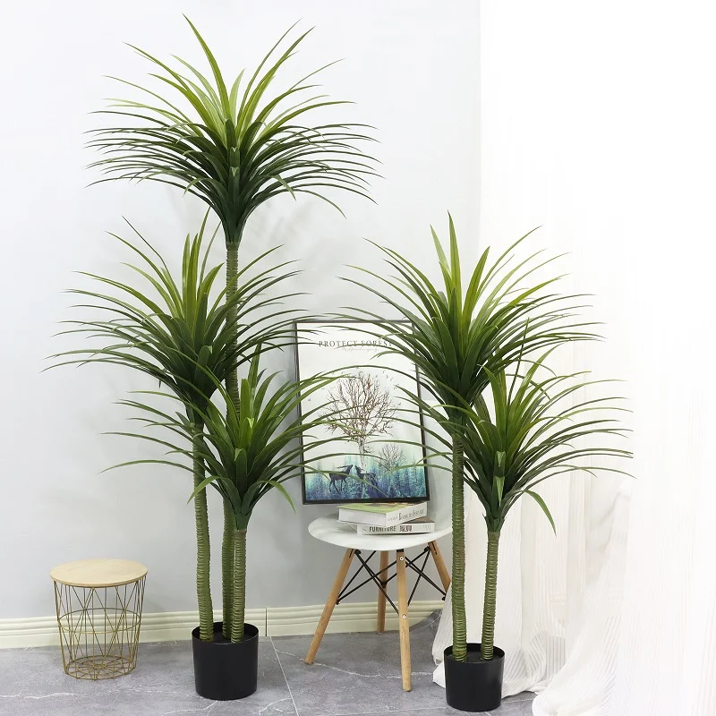 

Large Artificial Dracaena Plants Tropical Potted Tree Fake Plastic Palm Leaves Cycas Plant For Home Garden Indoor Decor