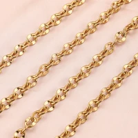 1meter7mm width stainless steel rolo cable chain gold flat wire chic lips chains for diy necklace jewelry making supplies