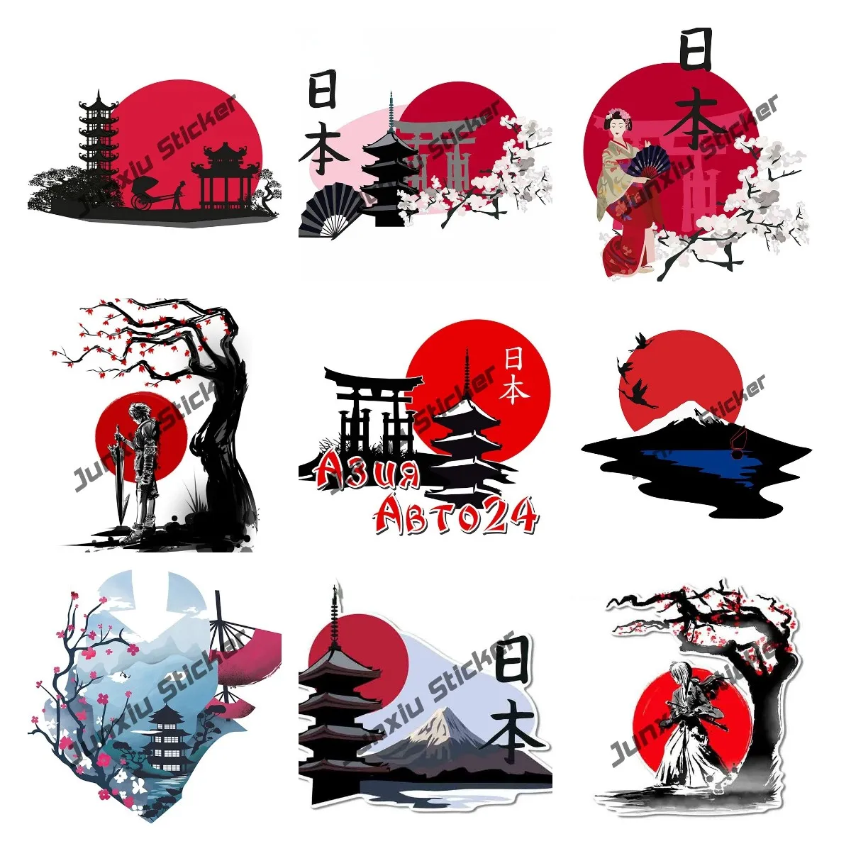 

Creative Stickers Japanese Landscape Stickers Silhouette Comic Decal Creative Anti Scratch Sticker Fit for GTR VAN Glue Sticker