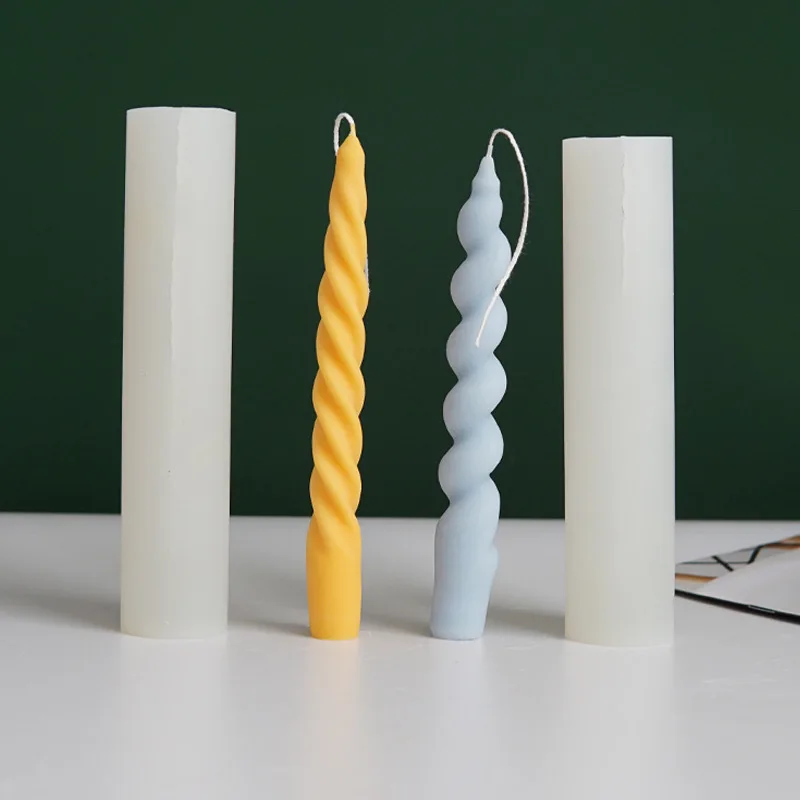 

DIY Long Spiral Pillar Candle Molds for Making Romantic Candle Dinner Injection Wax Silicone Mould Craft Supplies Home Decor