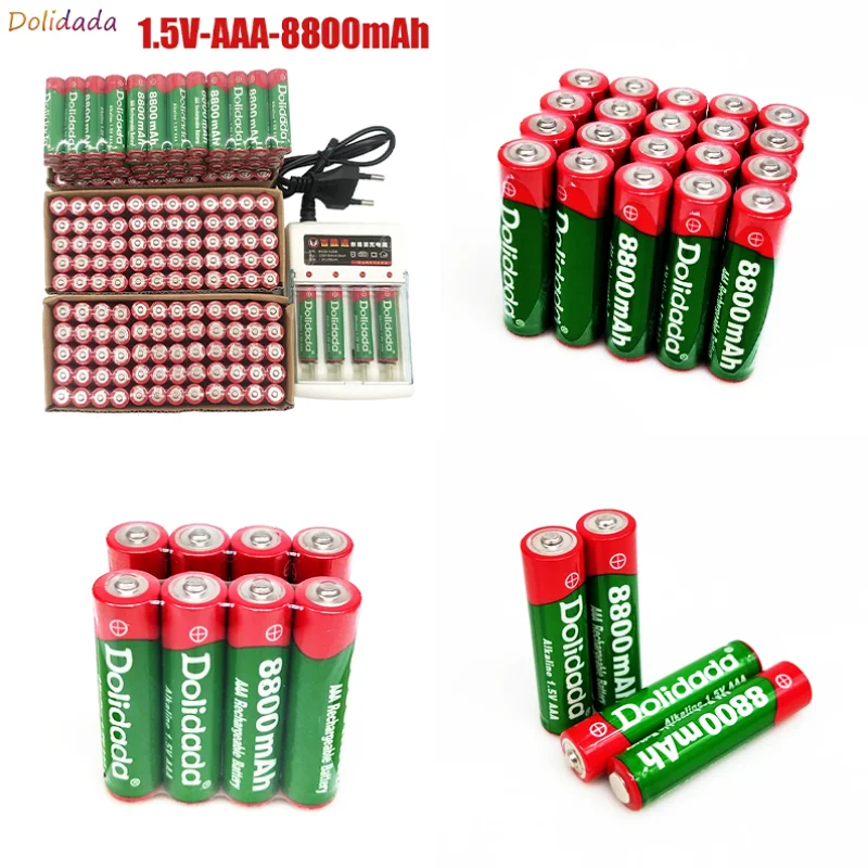 

18650 Batterie alcaline rechargeable AAA, 8800 MAH, 1.5V, pour télécommande, jouet, grande capacité, avec chargeur, nouveau type