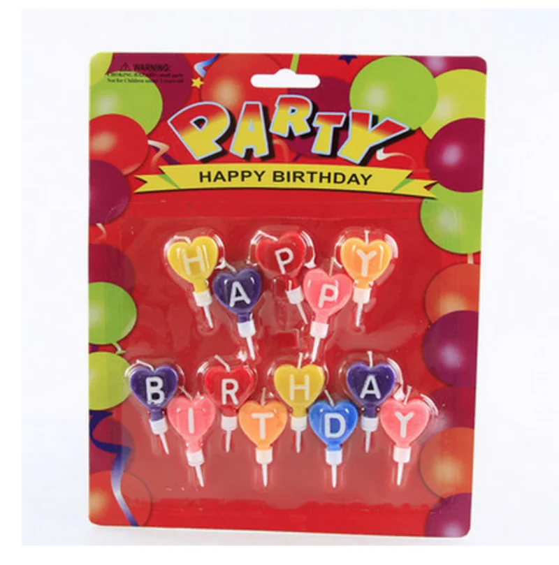 

10 Sets Lovely Heart Happy Birthday Candle Cake Decoration Candles Birthday Candle Cake Candles Home Birthday Party Use