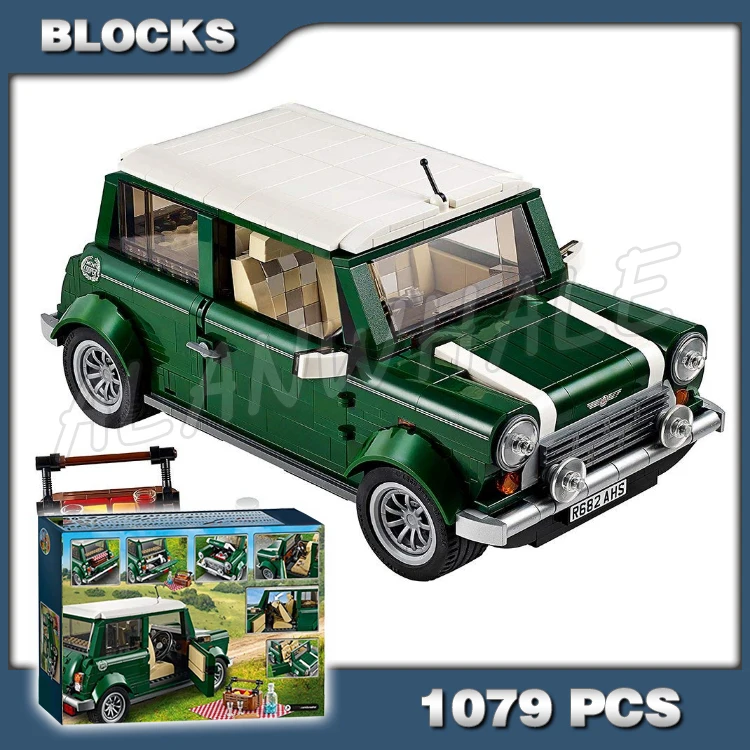 

1079pcs Creative Expert Mini Cooper Classic Green White MK VII Racing Stripes 10568 Building Blocks Toys Compatible With Model