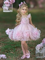 gardenwed pink flower girl dress gir party dress tulle kid birthday princess dresses puffy child dress cute kid first communion