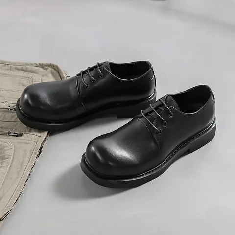 Новые Модные Винтажные черные мужские повседневные роскошные кожаные лоферы с круглым носком рабочие Свадебные дизайнерские туфли