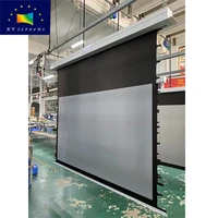xyscreen in ceiling electric tab tension projection screen with alr sound transparent fabric