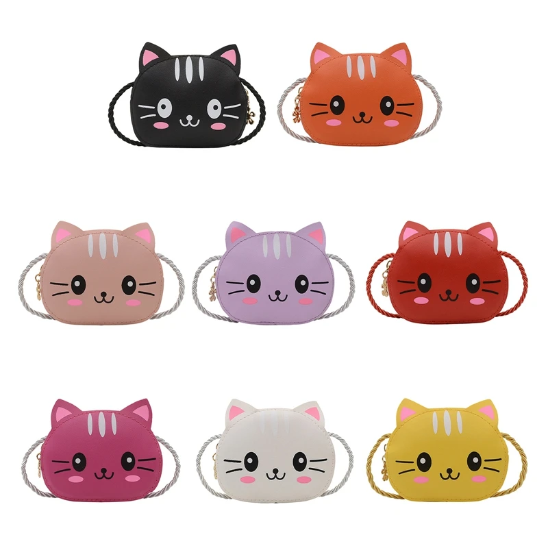 

8 Colors Children's Crossbody Bag Cute Cat Kids Fashion PU Coin Purse Wallet Handbags Lovely Boys and Girls Mini Shoulder Bags