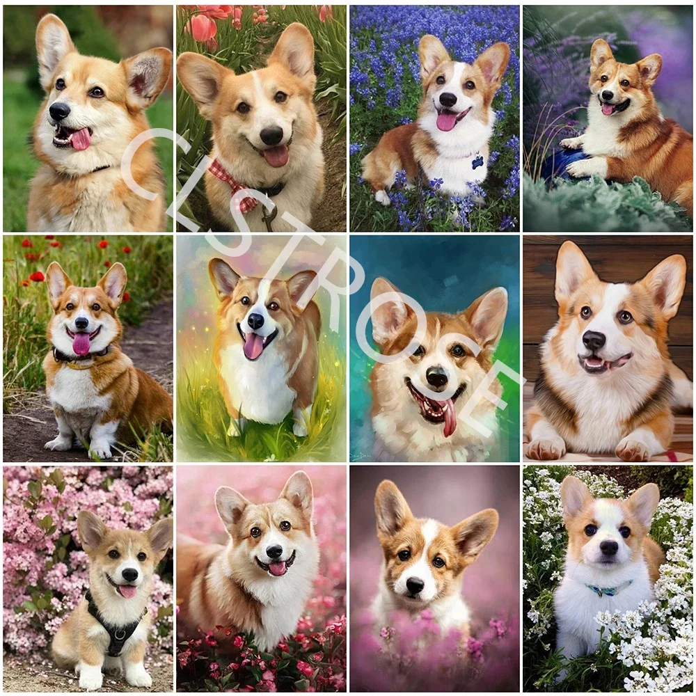 

5D Diamond Painting Home Decoration Embroidery Mosaic Cross Stitch of Rhinestone Full Square Roun Drill Animal Flower Dogwal Art
