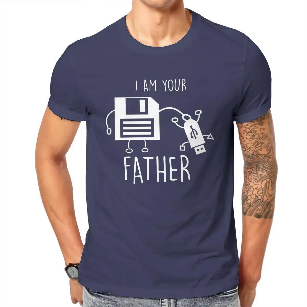 I Am Your Father T-Shirt Men Cute Funny USB Floppy Disk Casual 100% Cotton Tee Shirt Crewneck T Shirts New Arrival Clothing