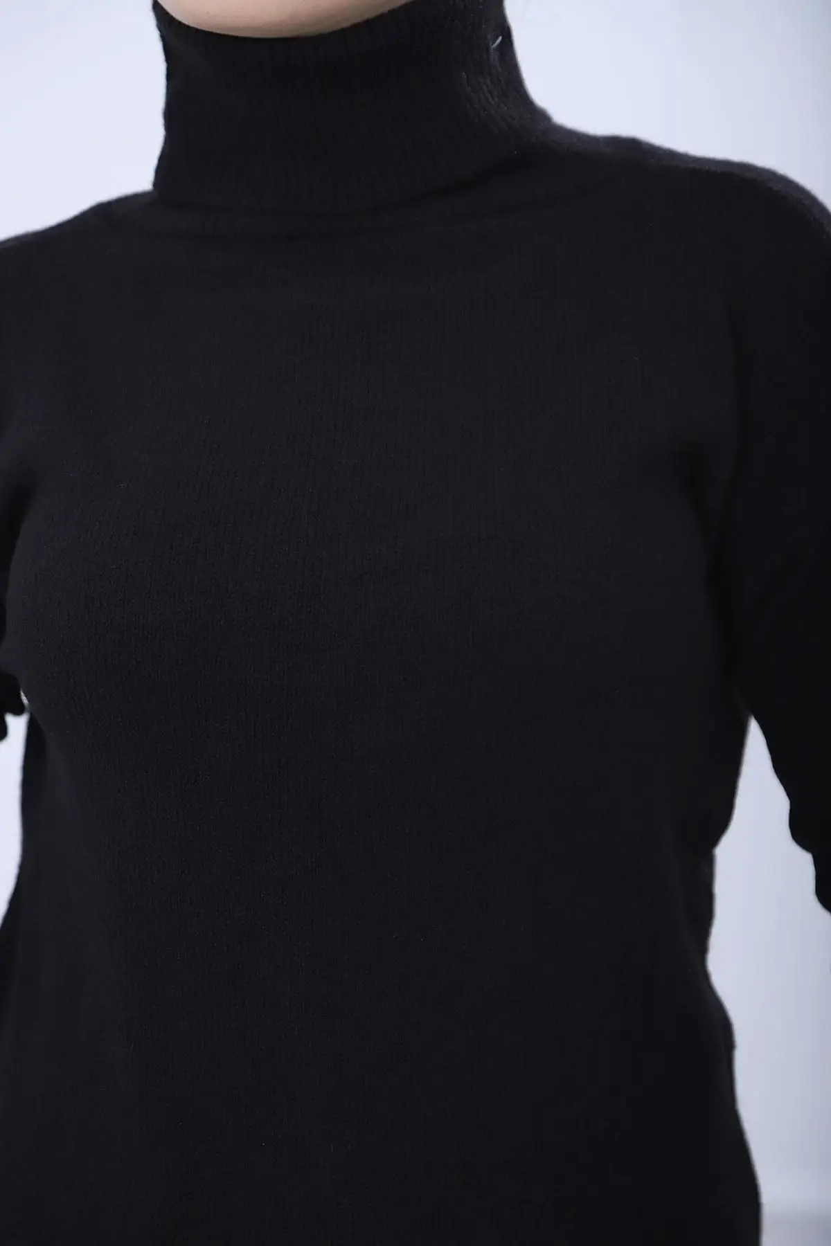 

4585 Eyelash yarn Fisherman Sweater Neck Sweater Women Muslim Sweater