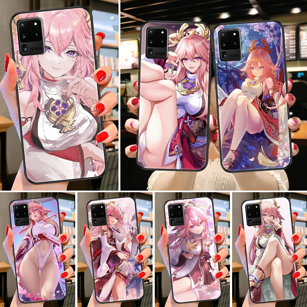 

Чехол для телефона Genshin Impact Yae Miko для Samsung Galaxy Note 4 8 9 10 20 S8 S9 S10 S10E S20 Plus UITRA Ультрачерный силиконовый