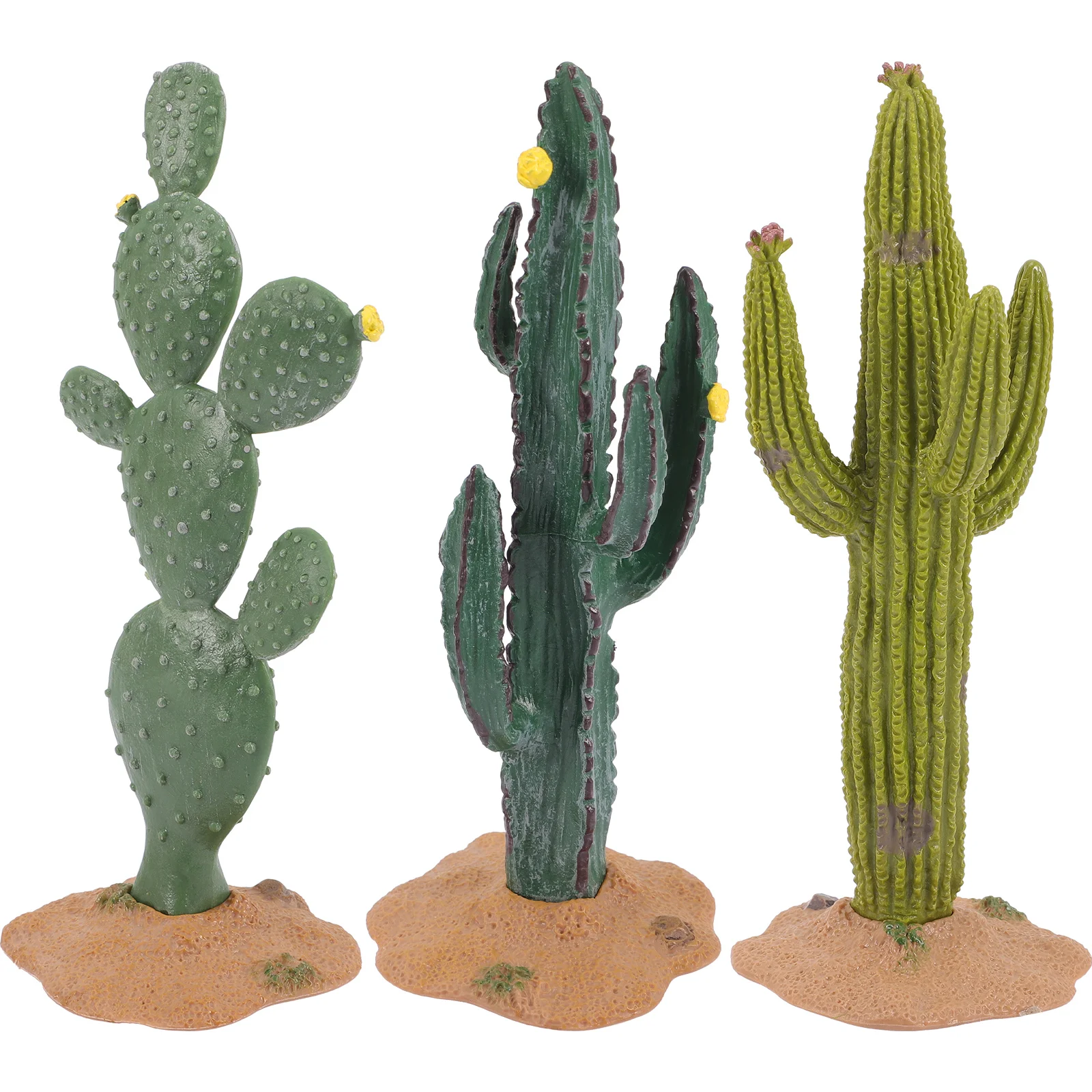 

3 Pcs Miniature Figurines Garden Tiny Statues Decorations Cactus Pvc Plants Tabletop Office Craft