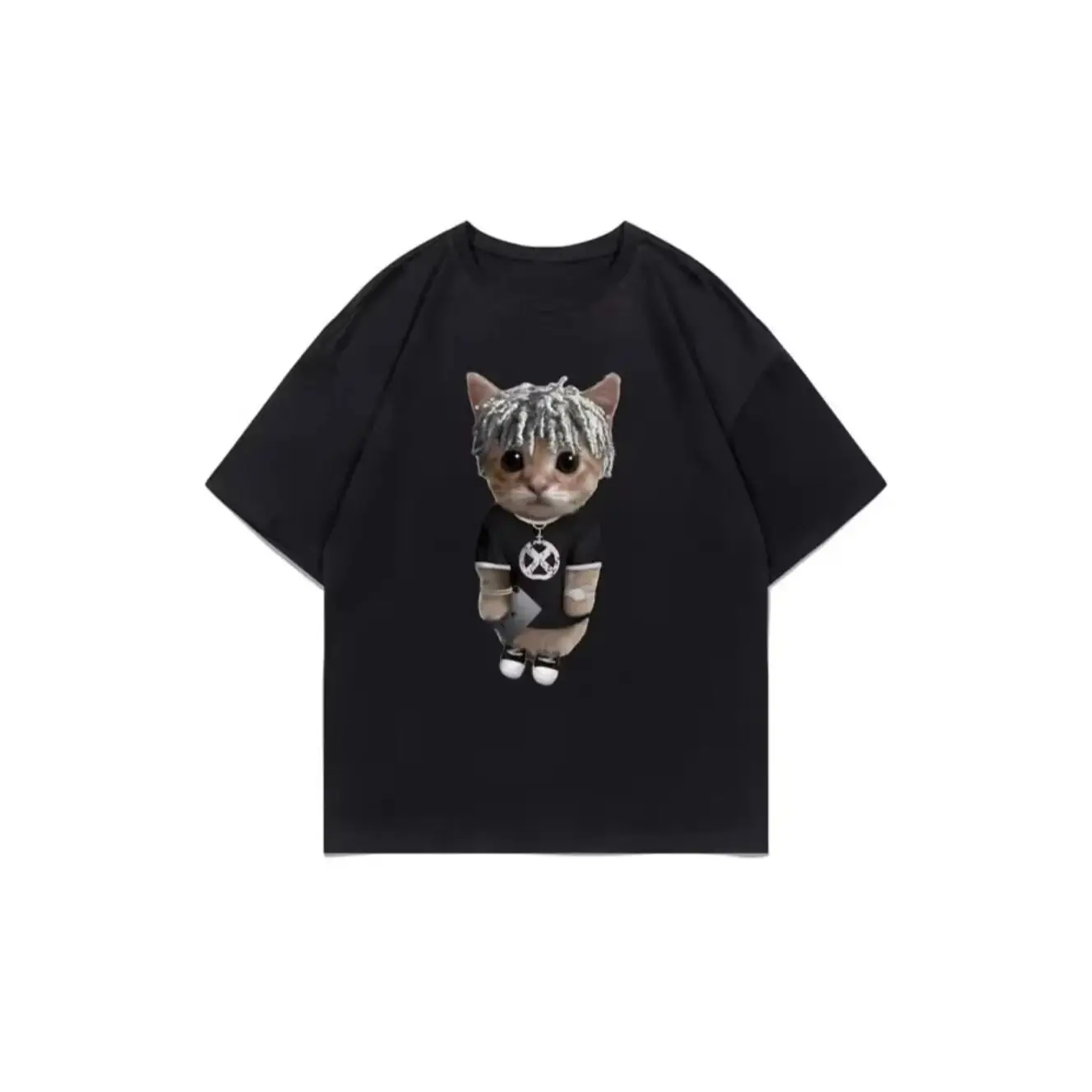 Рэпер Кен Карсон Китти Футболка с принтом Обычная мужская свободная футболка в
