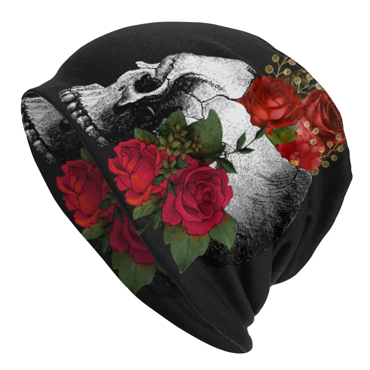 

Skulls And Roses Skullies Beanies Hats Gothic Skeleton Fashion Men Women Outdoor Cap Warm Dual-use Bonnet Knitted Hat