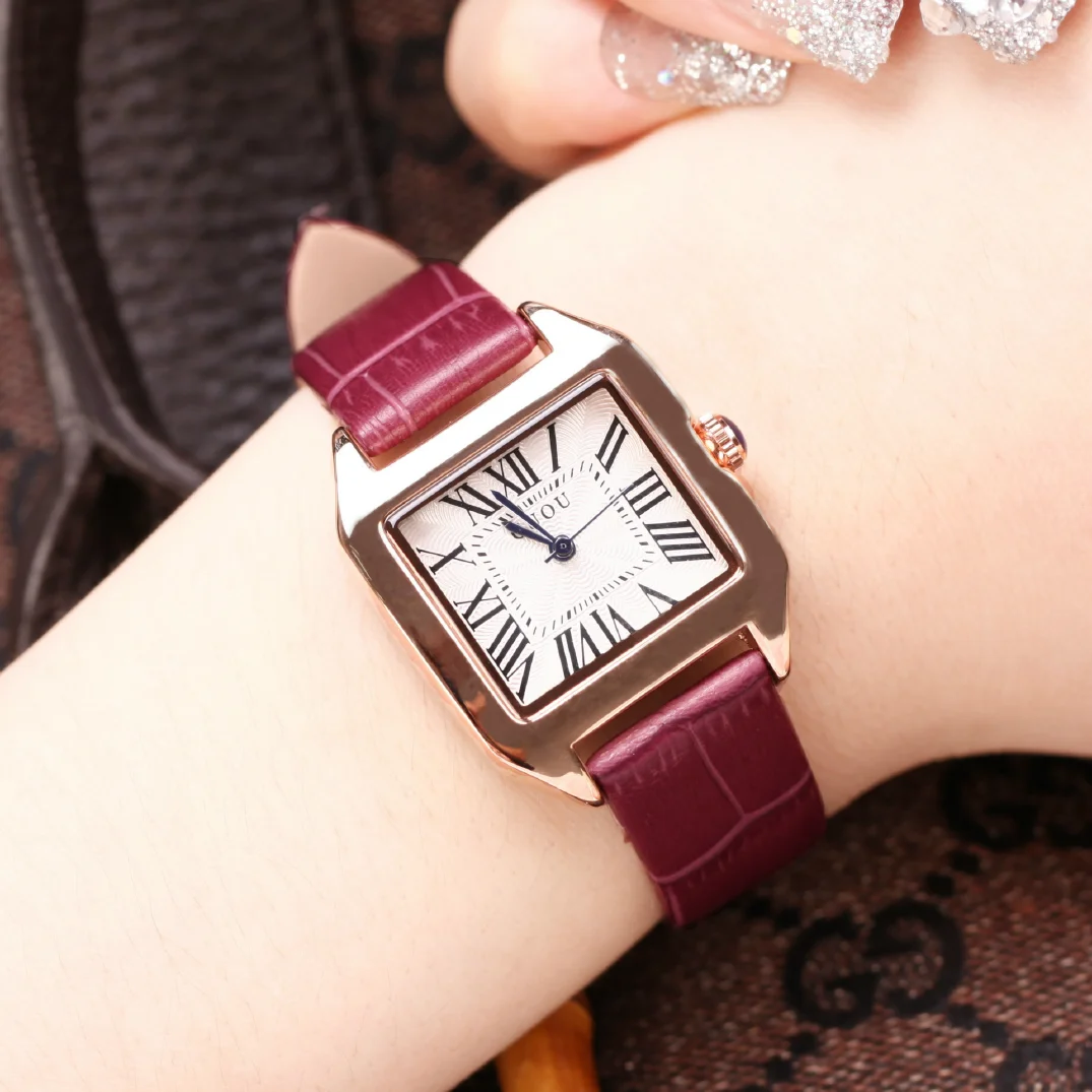 2018 New Top Guou Brand Women Watches Fashion Square Watch Luxury Brand Leather Clock Relogio Feminino Reloj Mujer Saat