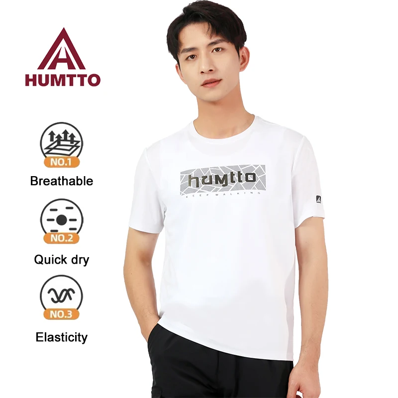 

HUMTTO Summer Hiking Runing T-shirts for Men Breathable Quick-drying Luxury Sport Fitness Gym White Short Sleeve T Shirt Mens