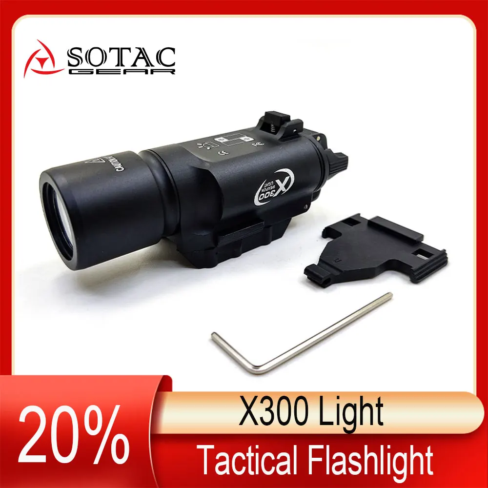 

SOTAC-GEAR Tactical X300 LED Weapon Light Flashlight Pistol Gun Lanterna Rifle Picatinny 20mm Weaver Mount For Hunting Scope