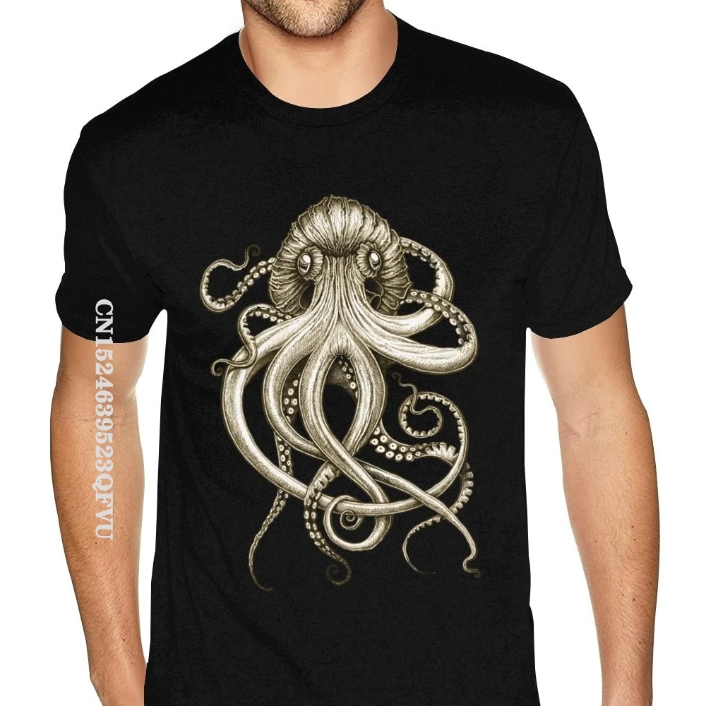 

Octopus Tentacle Standard Kraken Sepia Shirt Men Rock Oversized Anime Tshirt Men Men T-Shirt Men Wholesale Vintage Clothing