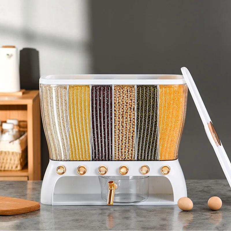 

Grain and Coarse Grain Sub Grid Rice Barrels Insect Proof and Moisture-proof Sealed Rice Cans Household Rice Storage Boxes