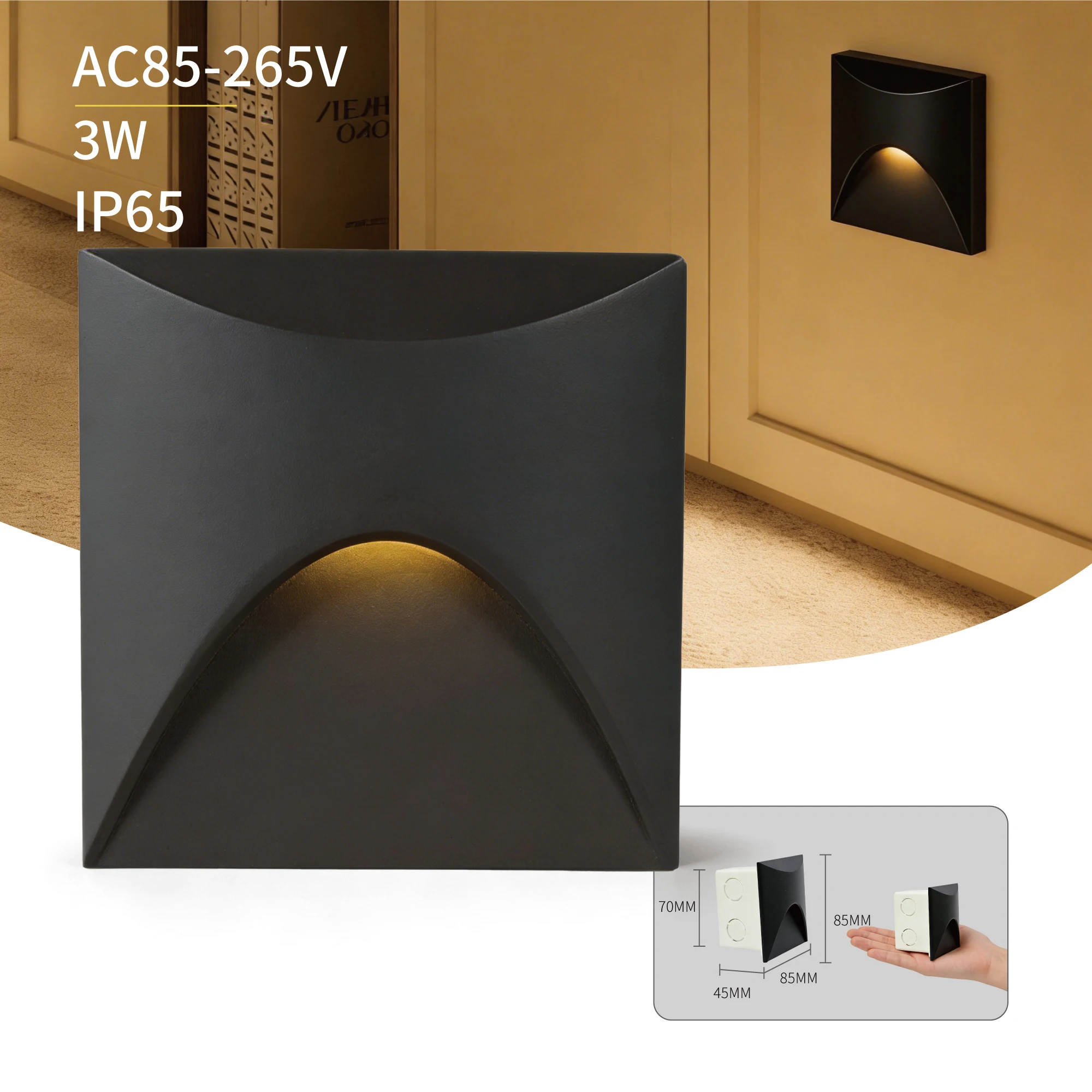 

KPSUN LED Настенный светильник для лестницы 3Вт, датчик движения, теплый/холодный белый