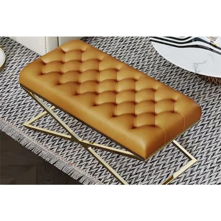 

Wholesale Custom Synthetic Leather Sofa Bench Ottoman Bench Bed End Stool