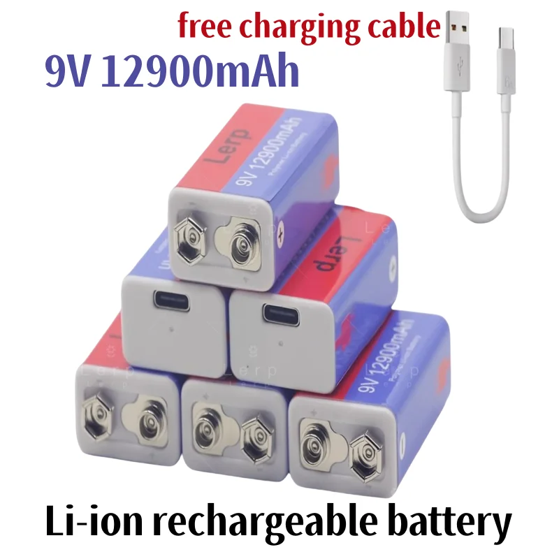Перезаряжаемая литий-ионная батарея 9 В 12900 мАч мини-USB игрушечный микрофон