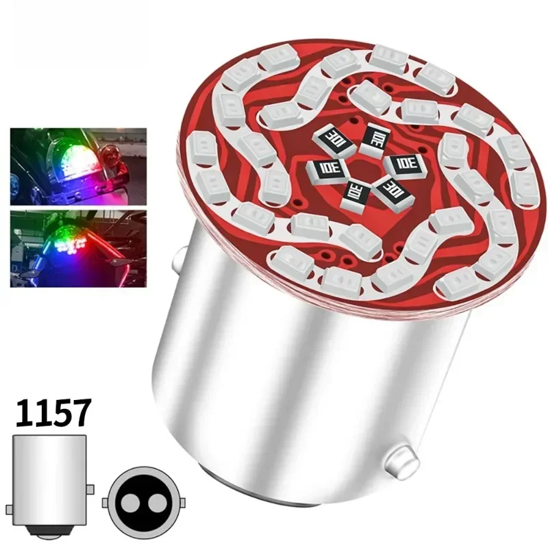 Фото 1157 12 В 5 Вт стоп-сигнал для мотоцикла BAY15D RGB Led SMD 30 светодиодный стробоскоп задний стоп-сигнал парковочный задний фонарь аксессуары для мотоциклов №1