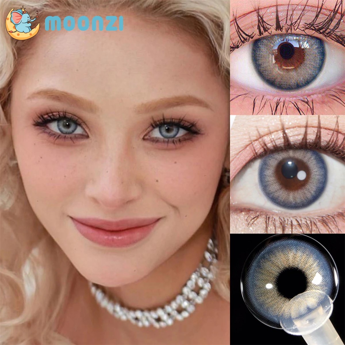 

MOONZI Jasmine blue small Beauty Pupil soft eye Cosmetic Colored Contact Lenses for Eyes degrees 2pcs/pair Myopia prescription