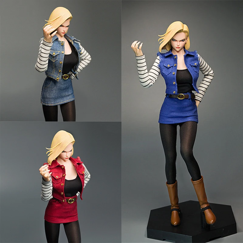 

cdtoys m013 1/6 Android 18 Vest Skirt Set Female Soldier Clothes Fit 12'' Action Figure Body Dolls for Hobby Collection