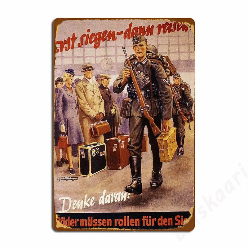 

Немецкий постер Второй мировой войны. Первая победа, затем отпуск, металлические знаки, Настенная роспись, кинотеатр на заказ жестяной знак ...