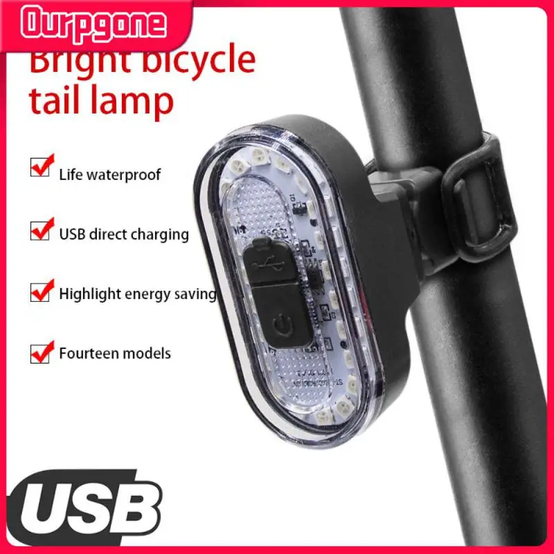 

2022 Bicycle Bike Taillights Waterproof 14 Light-emitting Modes Lamp USB Charging Highlight Taillight Safety Warning Light Hot