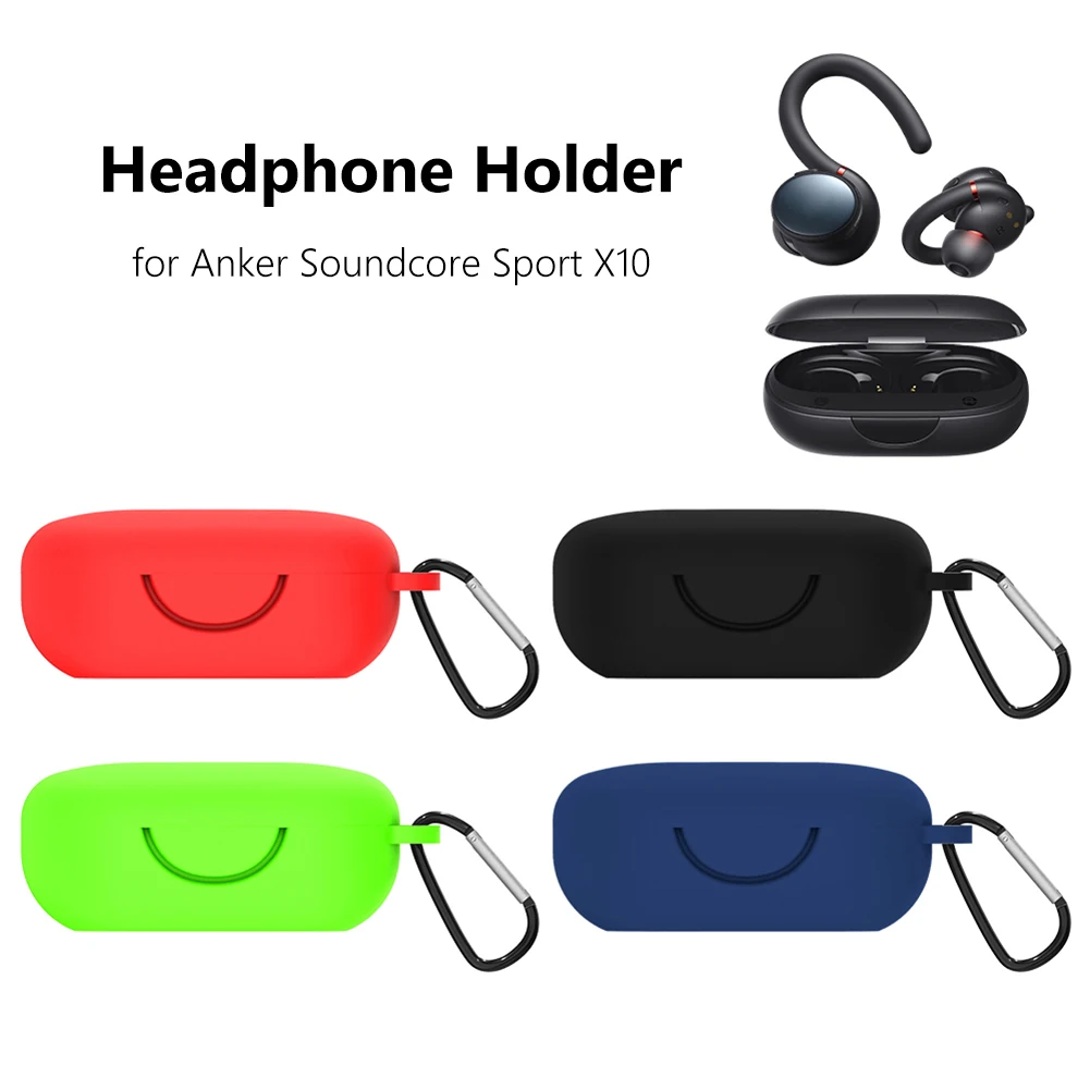 

Silicone Earphone Cover Case with Hook Earphone Cover Solid Color Headphone Holder Case Shockproof for Anker Soundcore Sport X10