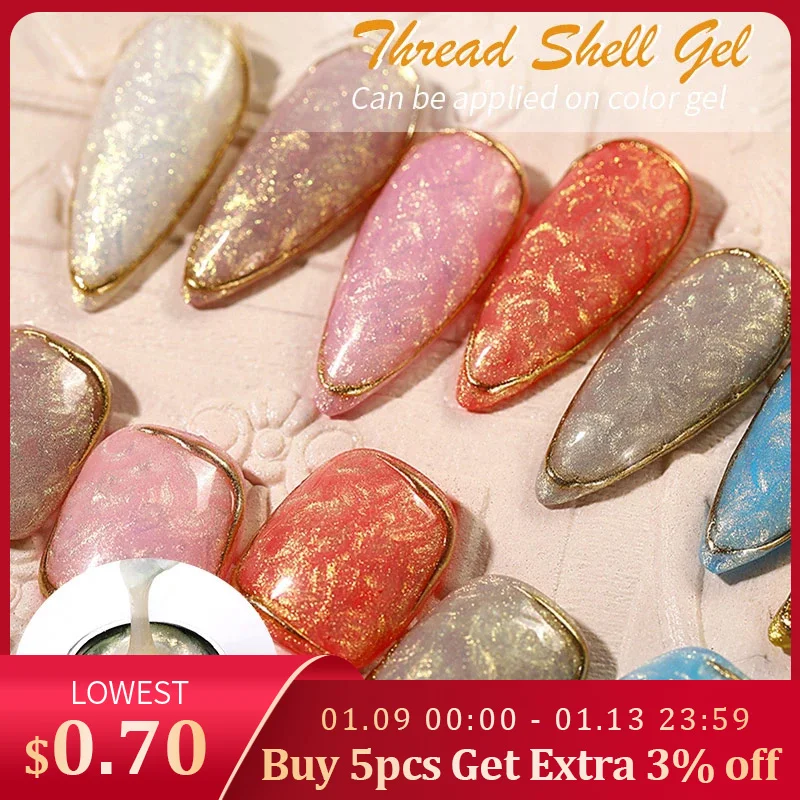 

Гель-лак для ногтей LILYCUTE Thread Shell 7 мл, жемчужная оболочка, Полупостоянный УФ-гель, Базовое покрытие, популярное осенне-зимнее