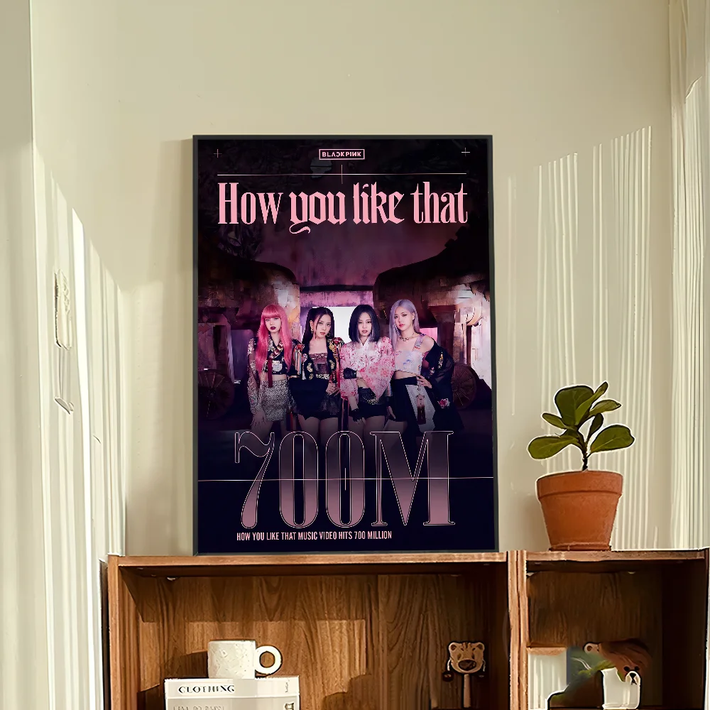 B-BLACK-p-pink Kpop DIY Sticky Poster Whitepaper Prints Posters Artwork Nordic Home Decor