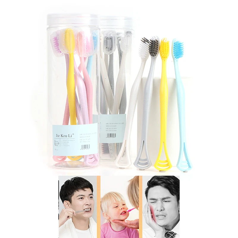

8Pcs Barreled 2 In 1 Tongue Scraper Toothbrush Oral Tongue Cleaner Scraper Tongue Oral Care Tools