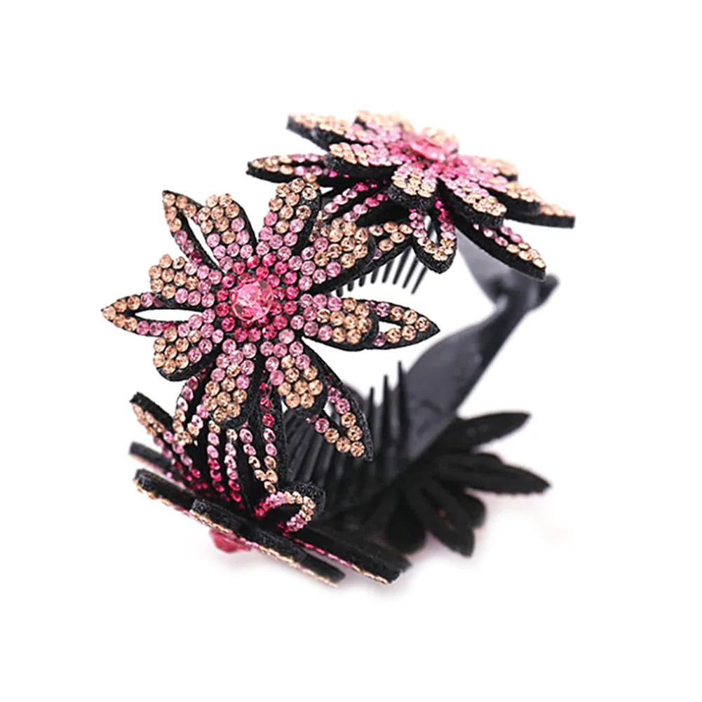 

Rhinestone Hair Bun Claws Holders Colorful Bud Hair Claw Hair Clip Women Fashion Expanding Rhinestone Hairpin