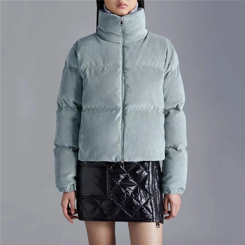 

Winter 2022 new women's high collar white eiderdown jacket Big corduroy short stylethickened warm new balanced women's jacket XL