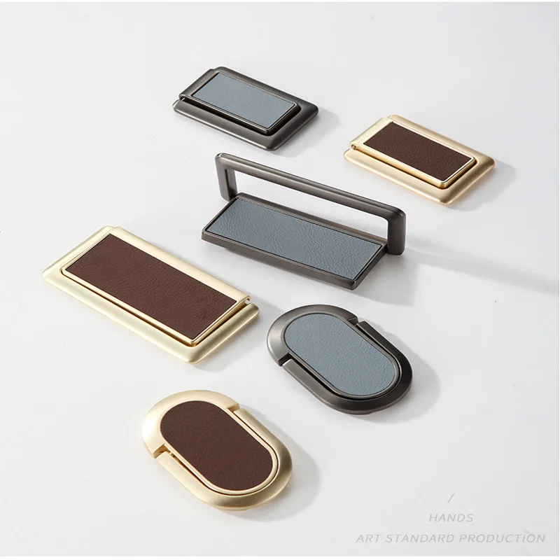 

Folding Ultra-Thin Dark Buckle Wardrobe Drawer Invisible Dark Handle Leather Cabinet Door Cabinet Bedside Table Buckle Handle