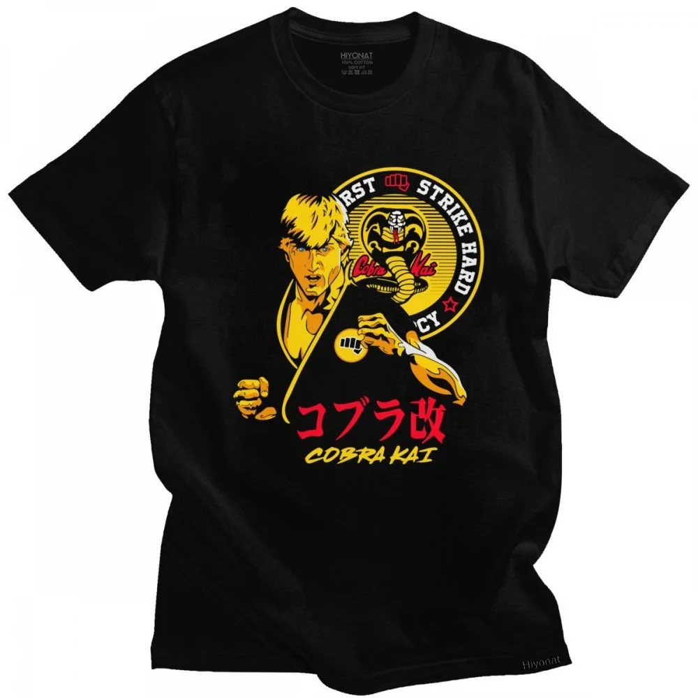

Vintage Cobra Kai T Shirt for Men Pre-shrunk Cotton Stylish T-shirt O-neck Short Sleeved Vintage The Karate Kid Tee Tops Apparel