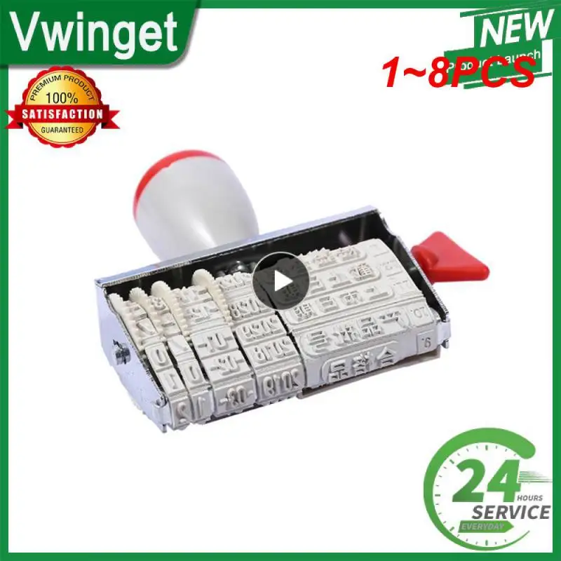 

1~8PCS Cute Date Stamp for Planner Clear Stamps Bussiness Rubber Stamp with Adjustable Date Diary School Supplies Stationery