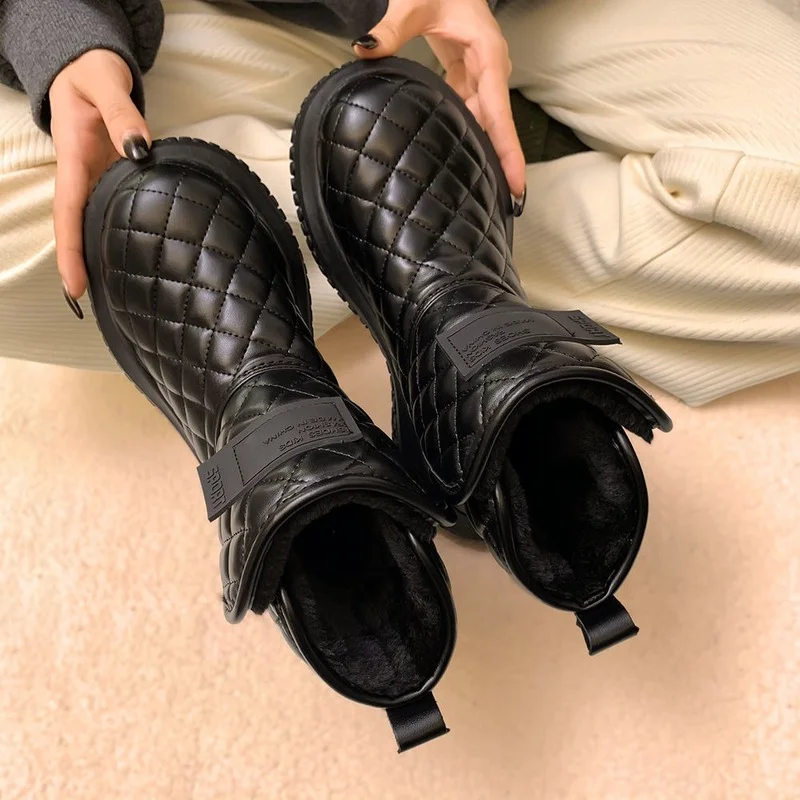 New Woman Shoes Non-Slip Snow Boots Women The Bottom Warm with Velvet Short Lattice Luxury Designer Booties  platform shoes